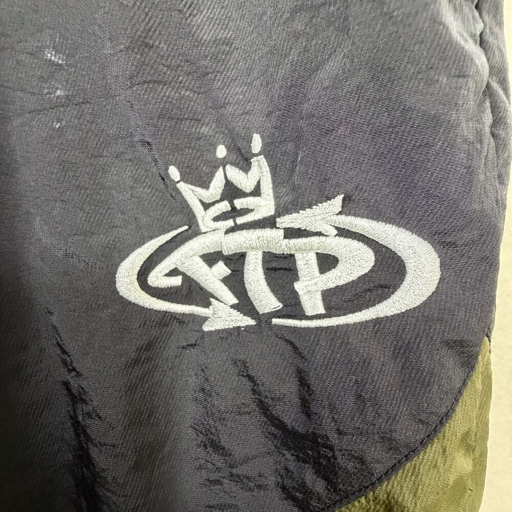 FTP Pants Mens Size XL Colorblock Nylon Warm-Up Black Olive White Nylon Flaws - Picture 13 of 14